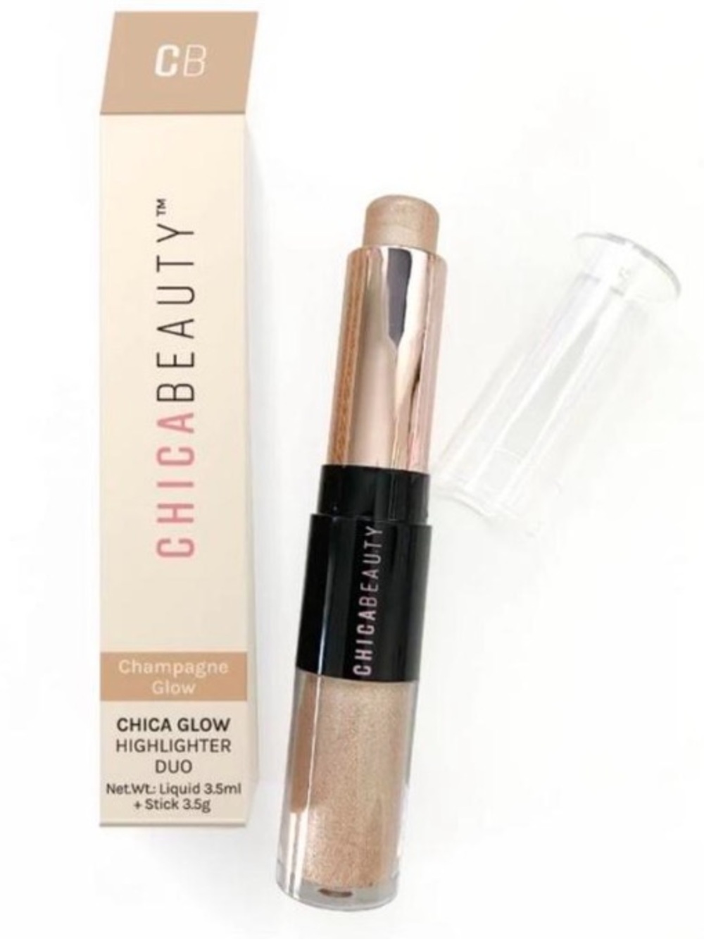Chica Beauty Glow Highlighter Duo in Champagne Glow NEW! FULL SIZE